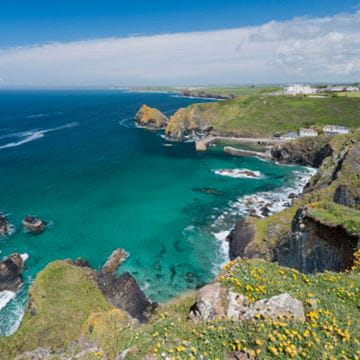 The rocky coastline of the Lizard in Cornwall