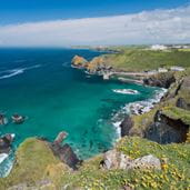 The rocky coastline of the Lizard in Cornwall