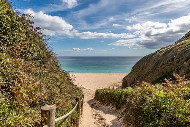 A path leading down to a beach in Cornwall
