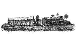 An illustration of an ancient village
