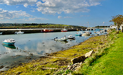 Boats lined up along the River Hayle near St Ives