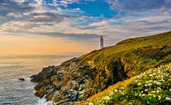 Trevose Head lighthouse at sunset