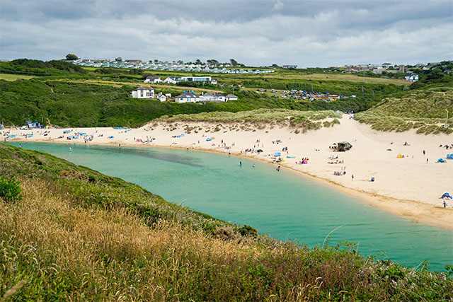 Turquoise blue waters of the River Gannel in Newquay