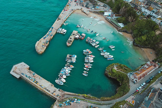 An aerial view of Newquay harbour