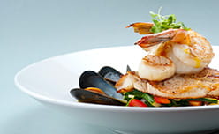 A seafood dish in a restaurant