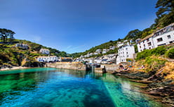 Crystal clear waters in the shallow harbour village of Polperro