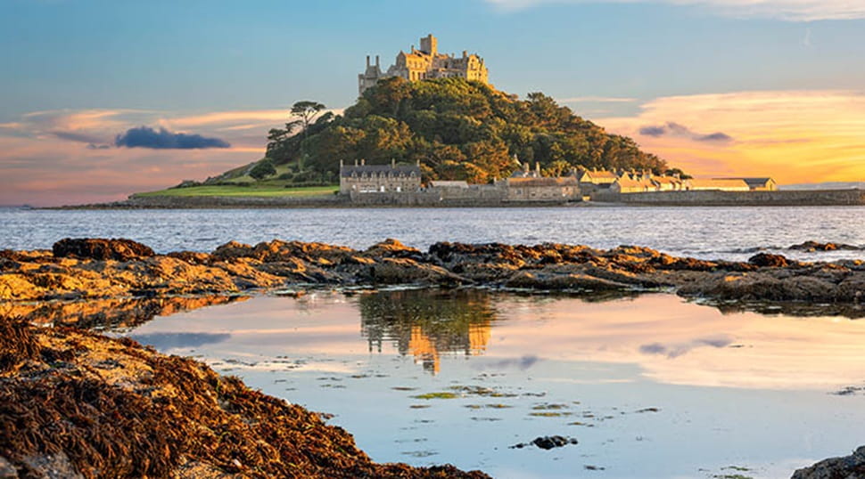 St Michaels mount island from Penzance beach