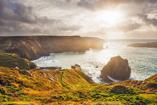Cliffs along the Cornish coast on a bright spring day