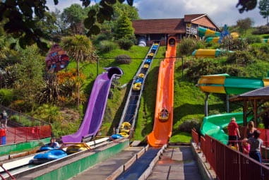 Colourful slides at Crealy Theme Park