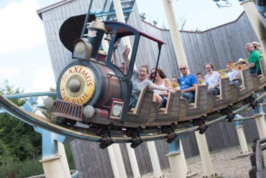 Kids at Crealy Theme Park on a train ride