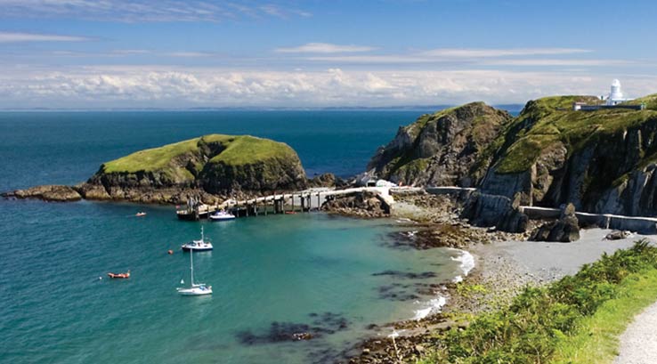 A view down towards Lundy Island on a sunny day
