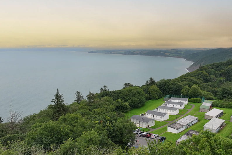 Lodges overlooking the sea at Bideford Bay Holiday Park in Devon