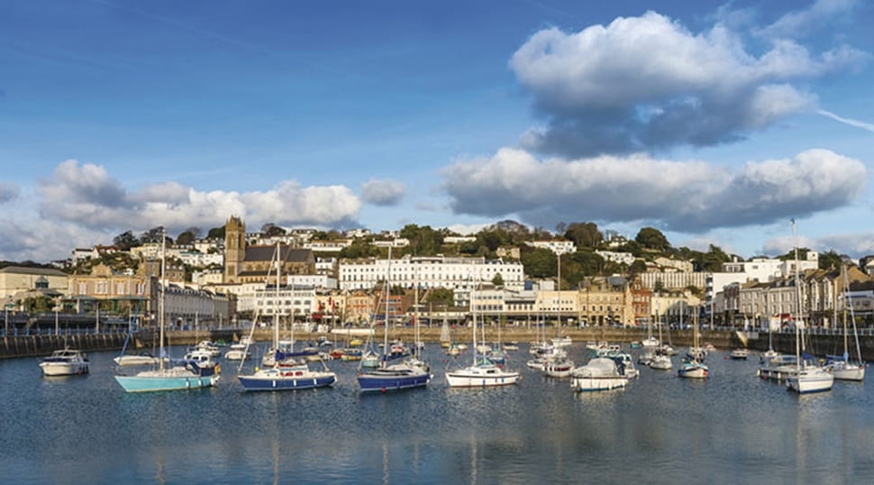 Boats moored in Torquay harbour