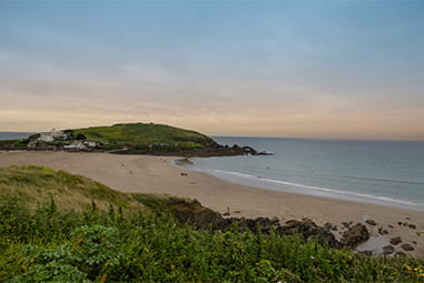 A view over Burgh Island in South Devon at sunset