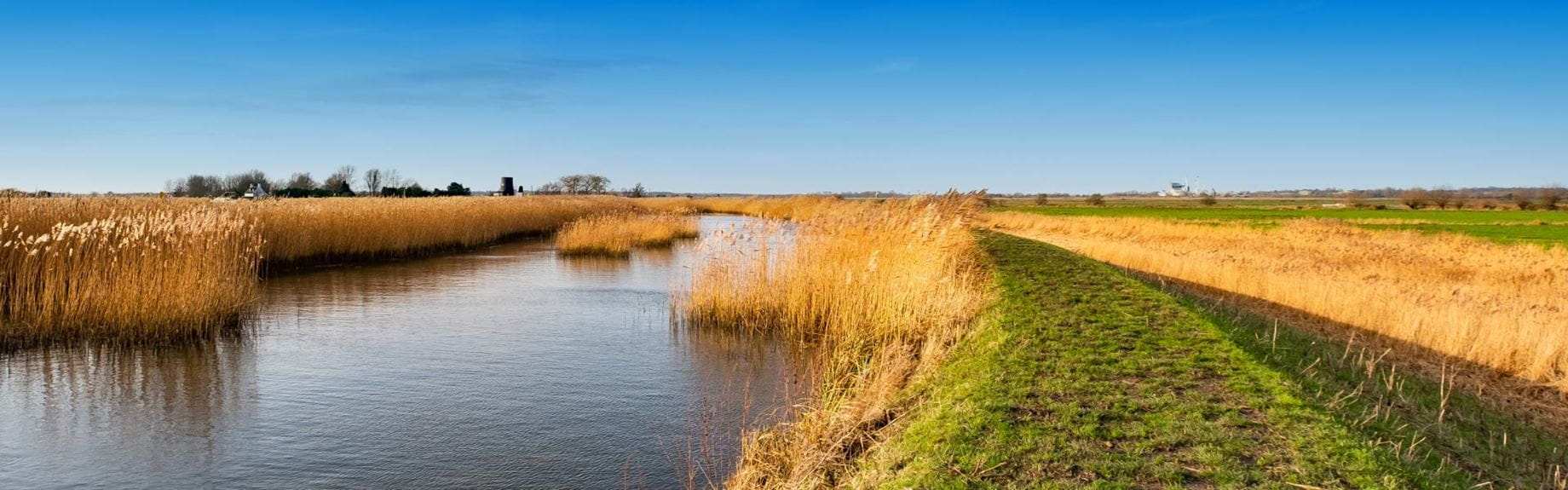 Breydon Water with blue sky