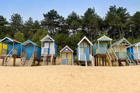 Colourful beach huts in Wells-next-the-Sea in Norfolk