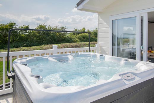 Hot tub on a lodge veranda