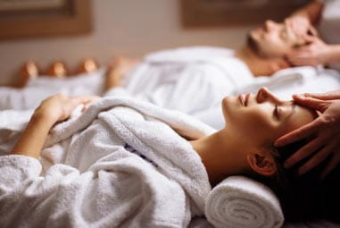 Couple relaxing at the spa