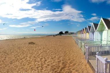 Beach huts on the sandy beach