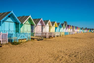 Colourful beach huts