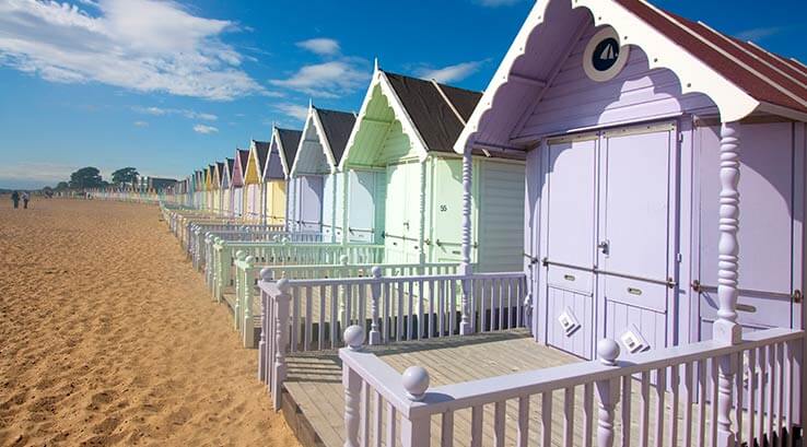 The beach huts at Mersea Island Beach