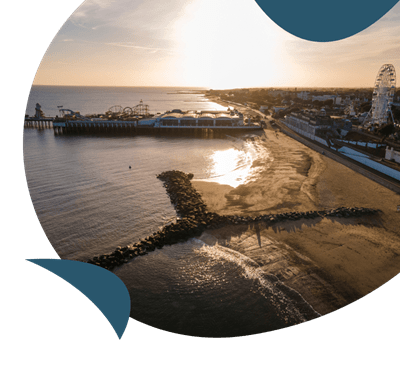View of the pier and beach in Essex