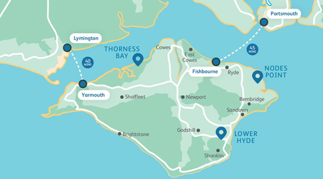 Isle of Wight Ferry Crossing Map