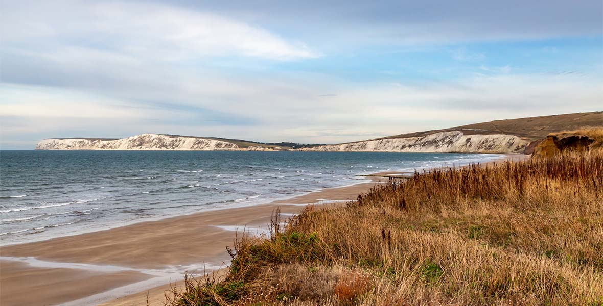 An autumn landscape along the Isle of Wight coast