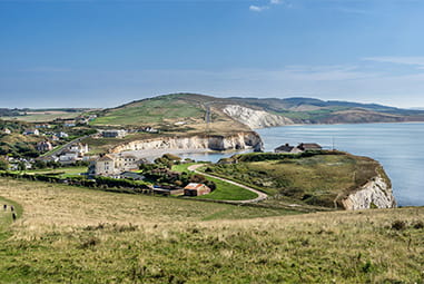 Views over the cliffs of Freshwater Bay on the Isle of Wight