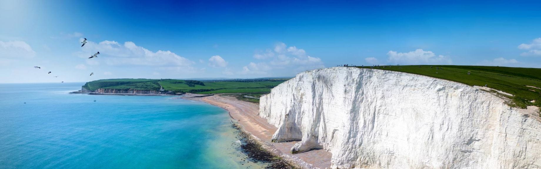 White cliffs over beach