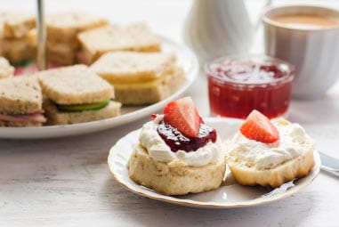 Scones with jam and cream