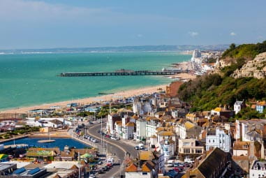 Hastings Castle at the coast