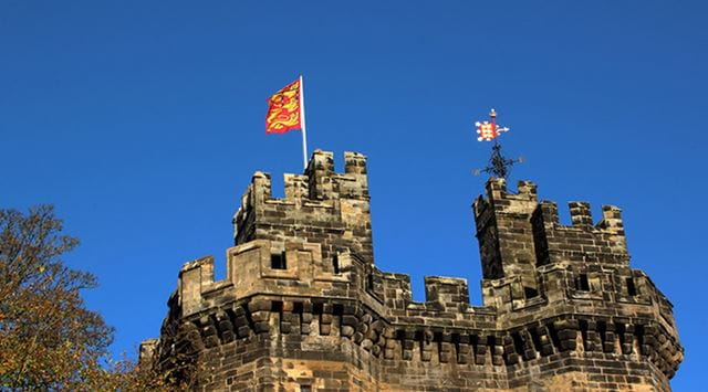The turrets and flags at Lancaster Castle