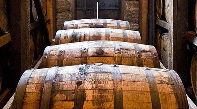 Barrels of Whisky at a Scottish distillery