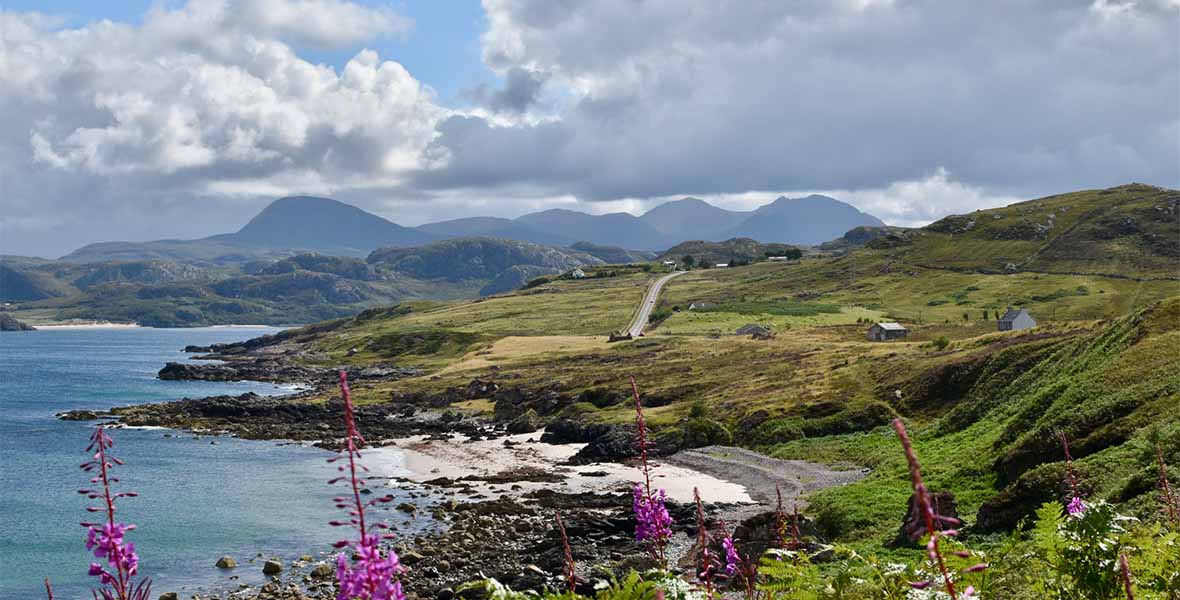 A view over the Scottish coastline on a sunny day