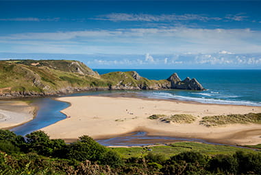 A view over a sandy cove in Wales