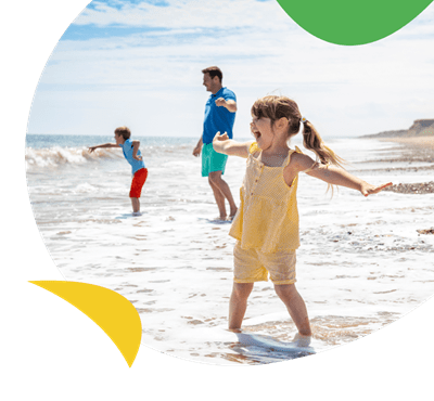 Family enjoying the beach in Yorkshire
