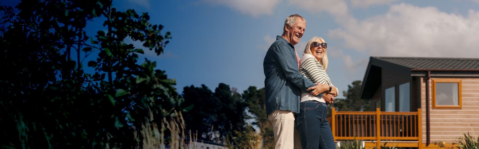 Couple by caravans