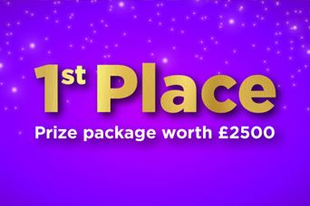 1st place text on purple background