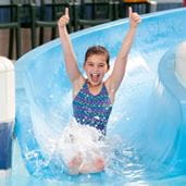 Kid on water slide