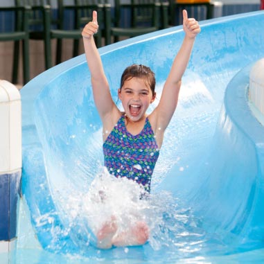 Kid on water slide
