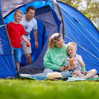 Family with tent