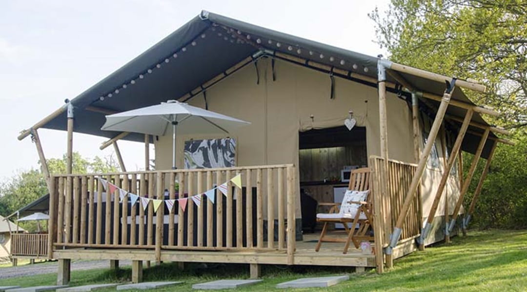 glamping tent with balcony