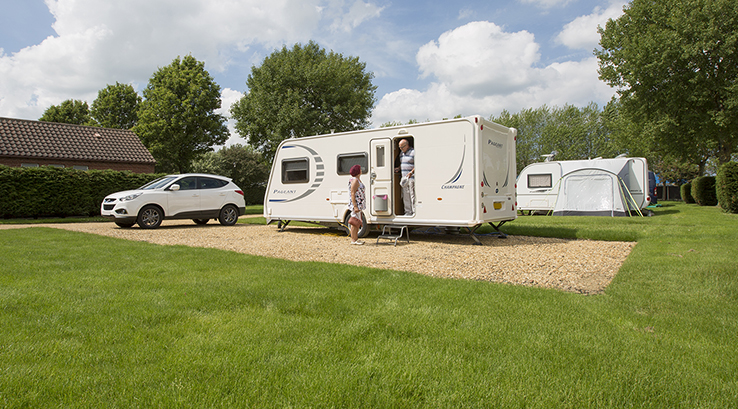 large touring caravan pitch with caravan