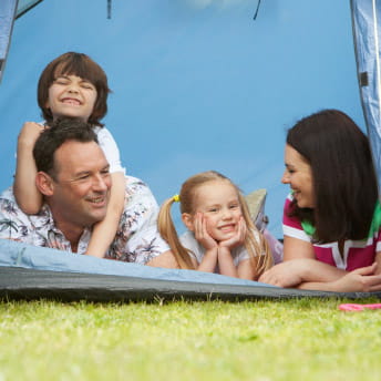 family inside tent