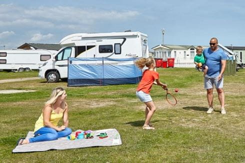 Family on pitch