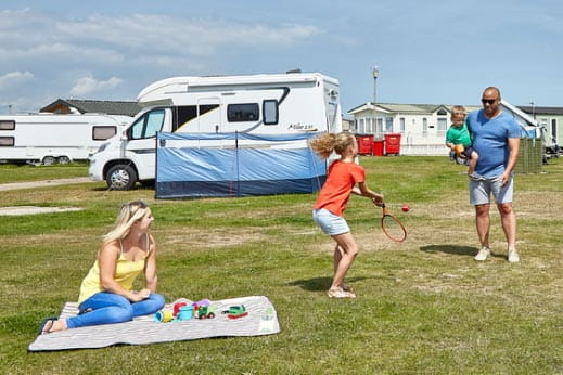 Family on pitch