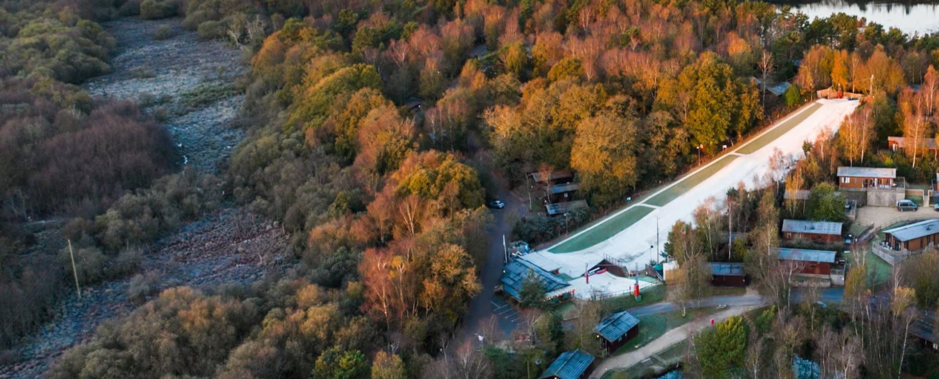 aerial view of warmwell ski slope