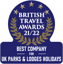 British travel awards logo showing 21/22 award win for best company for UK parks and lodges holidays