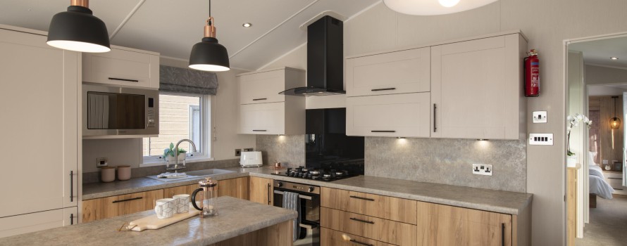 An interior shot of the Willerby Waverly Lodge kitchen